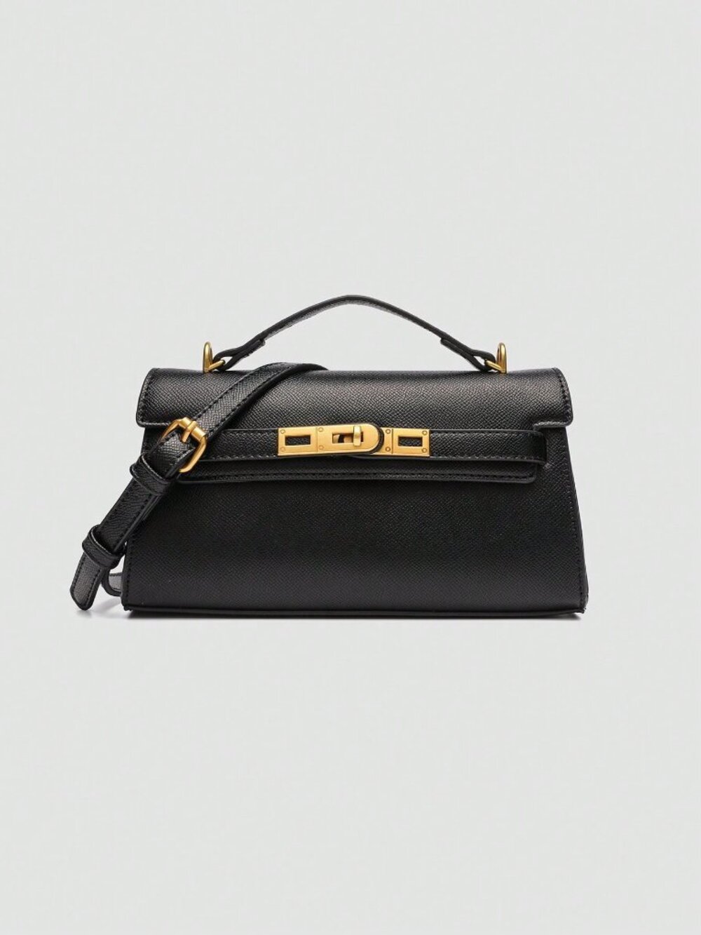 Black Fashionable Women's Plain Square Top Handle Shoulder Bag